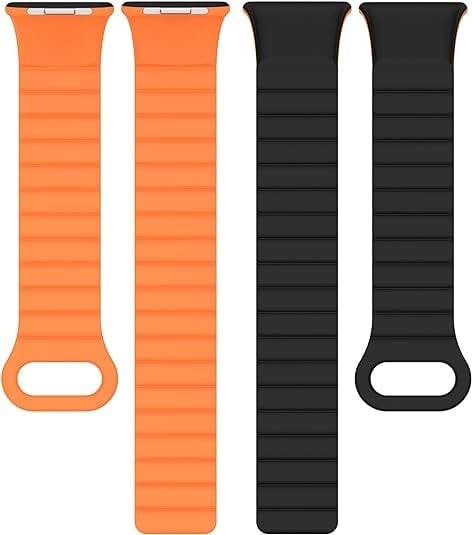 Smart Band 9 Pro Magnetic Silicone Strap (Black/Orange)