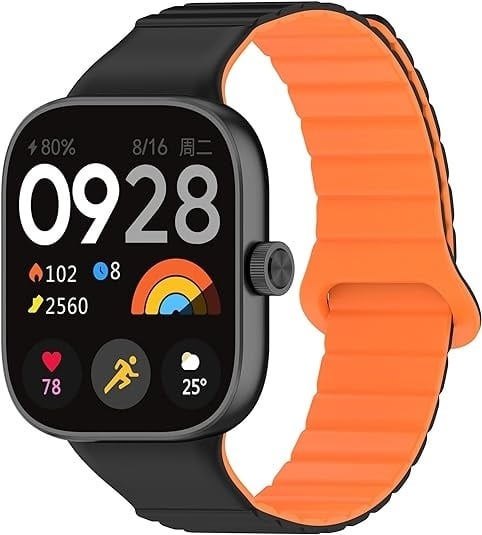 Xiaomi Smart Band 9 Pro Magnetic Silicone Strap (Black/Orange)