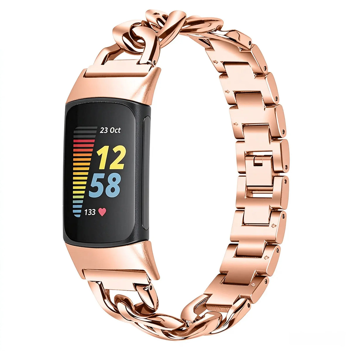 Fitbit Charge 6 Steel Chain Strap (Rose Gold)