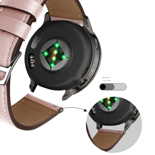 Bandz Garmin Vivoactive 6 Leather Strap 'Deluxe' (Pink)