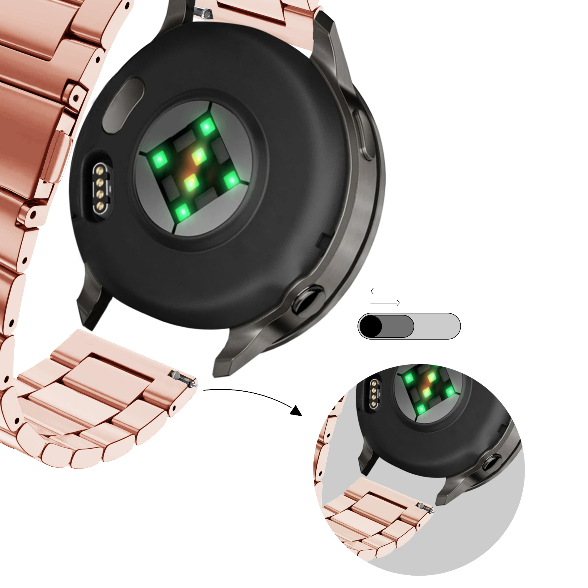 Bandz Garmin Vivomove Style Steel Strap 'Classic' (Pink)