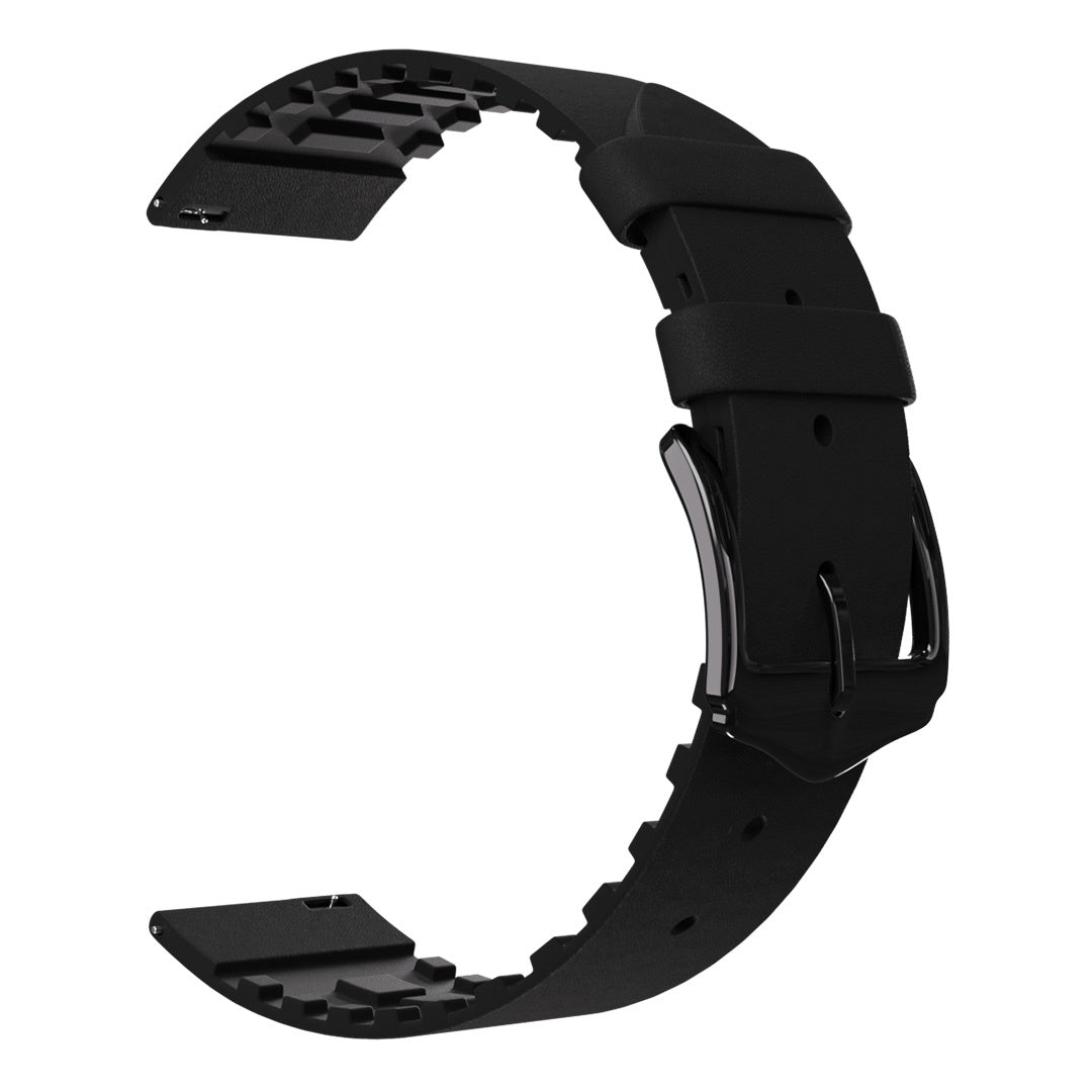 Polar Grit X Silicone/Leather Strap (Black)