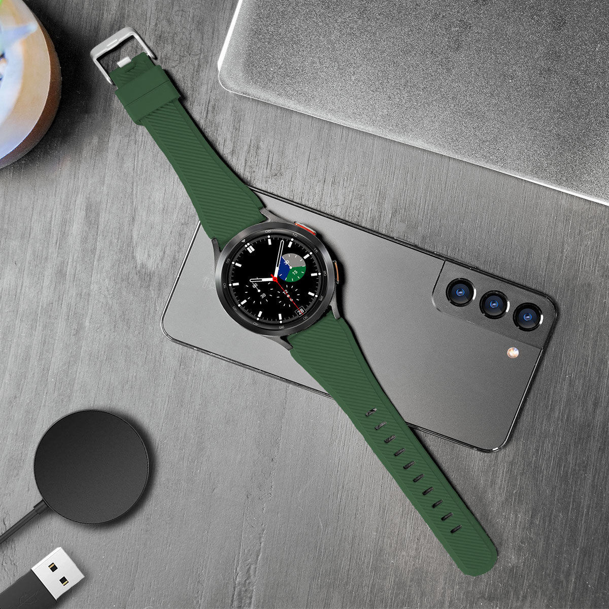 samsung-galaxy-watch-bandje-legergroen-siliconen