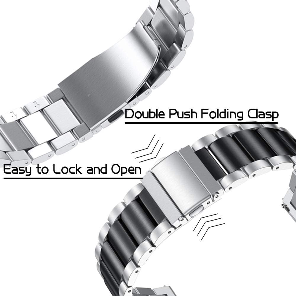 Garmin Forerunner 265s Steel Strap (Silver/Black)