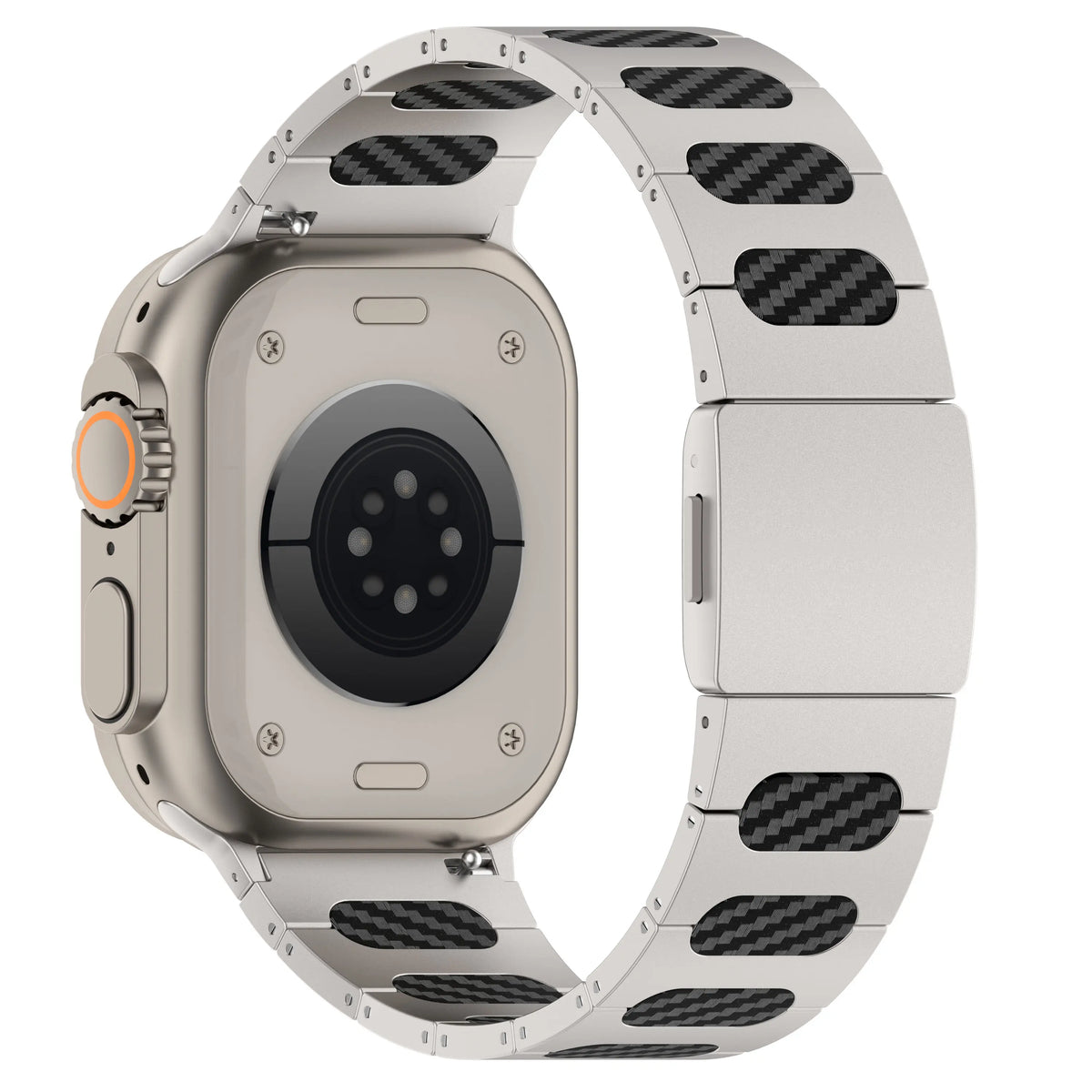 Apple Watch Refined Steel Hybrid Strap (Silver/Carbon)