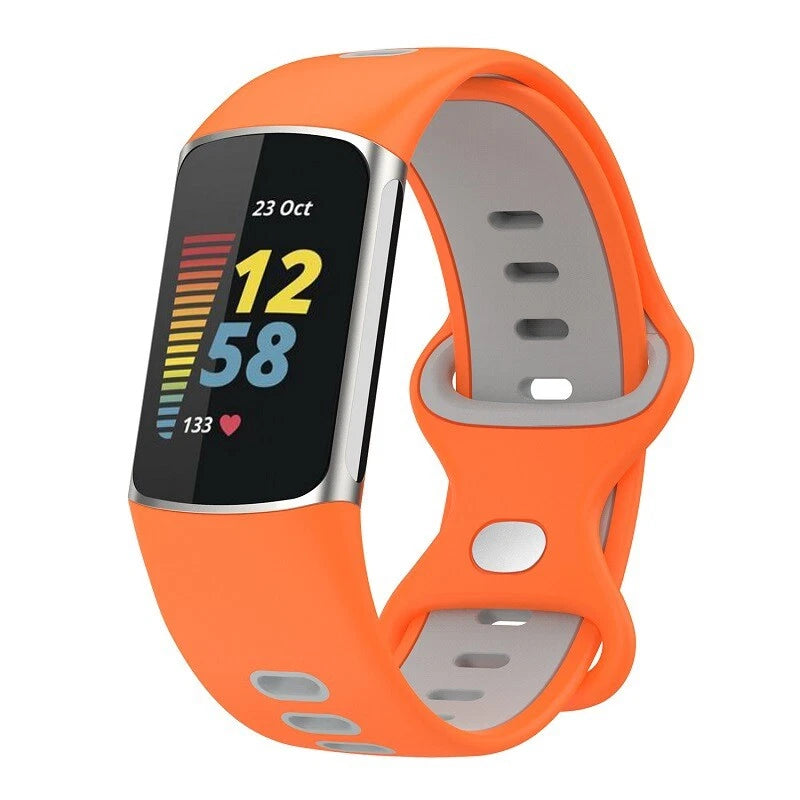 Fitbit Charge 5 Sport Strap (Orange/Grey)