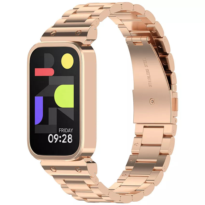 smart band 9 active steel strap rose gold