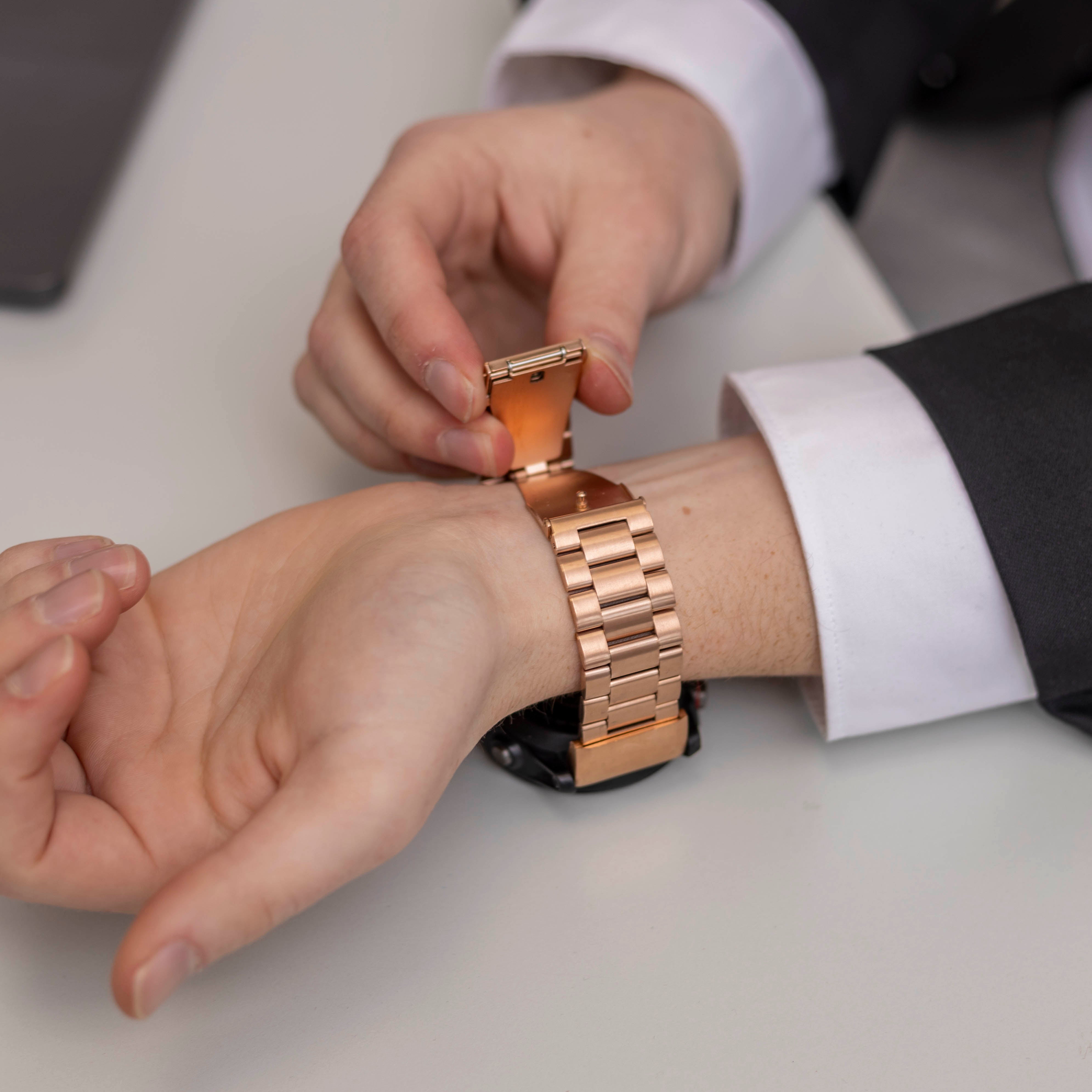 Garmin Quatix 6x 7x Solar Steel Strap (Rose Gold)