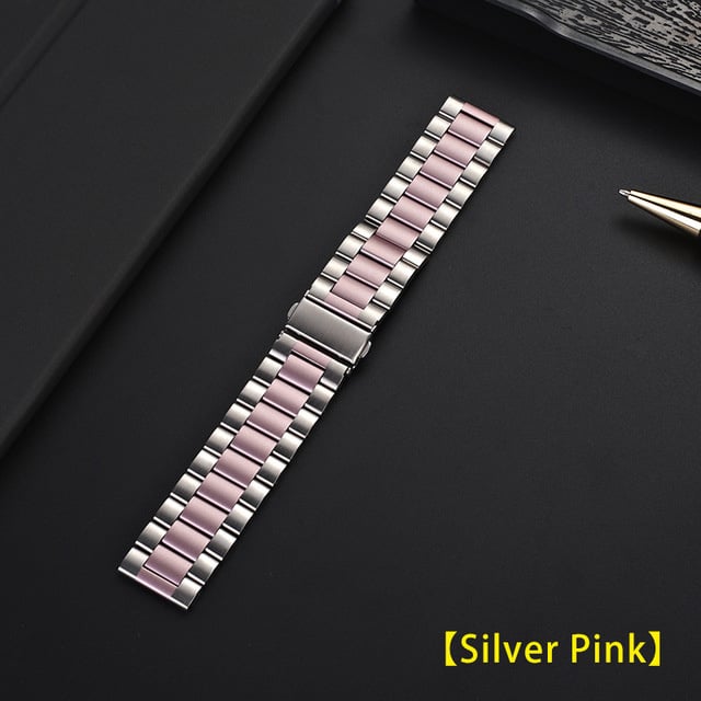 Garmin Forerunner 265s Steel Strap (Silver/Pink)