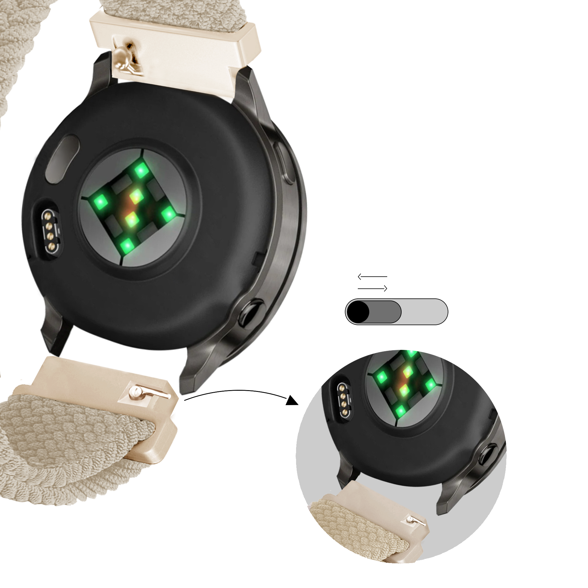 Bandz Garmin Venu 4 - 41mm Adjustable Braided Strap (Starlight)