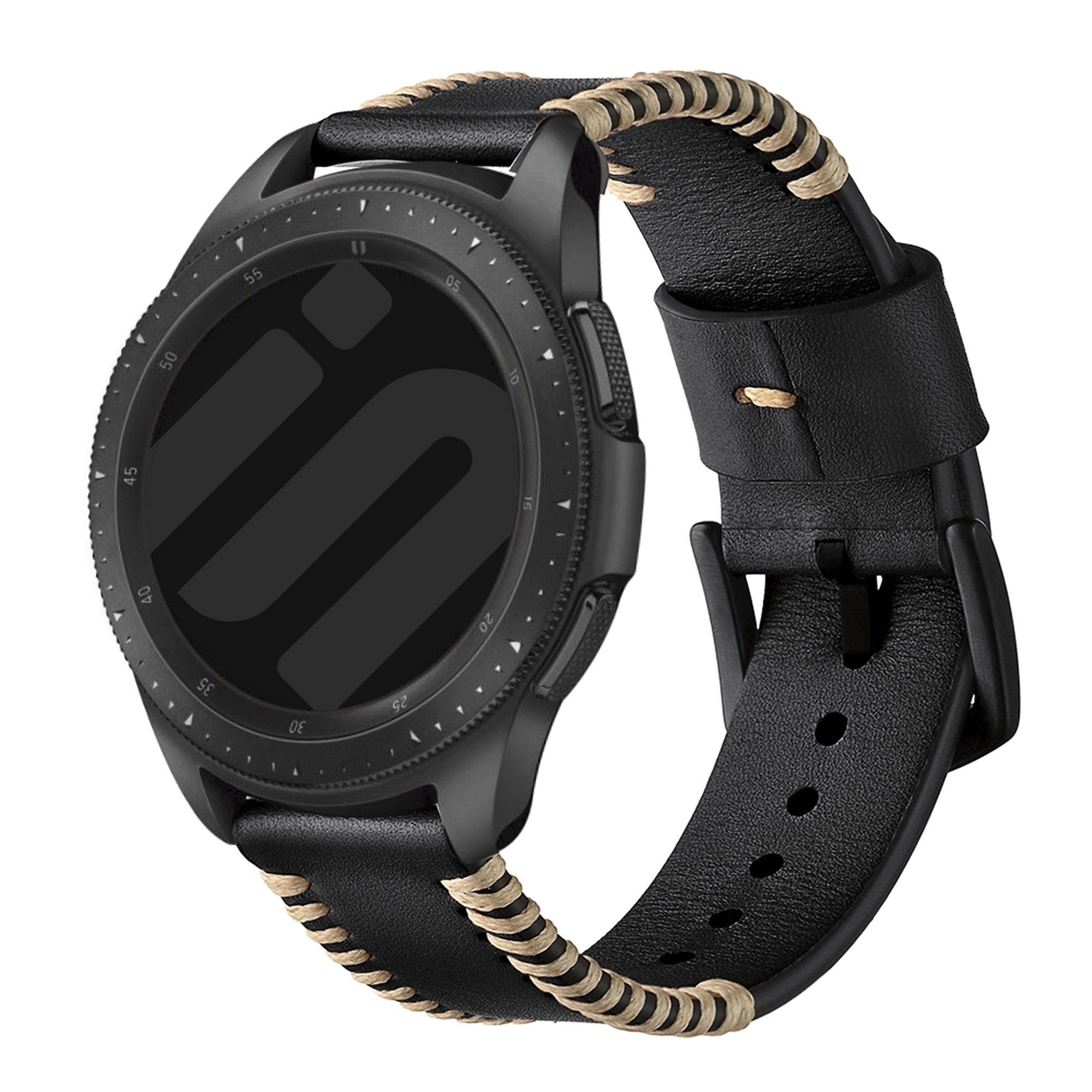 Huawei Watch 5 - 46mm Stitched Leather Strap (Black)