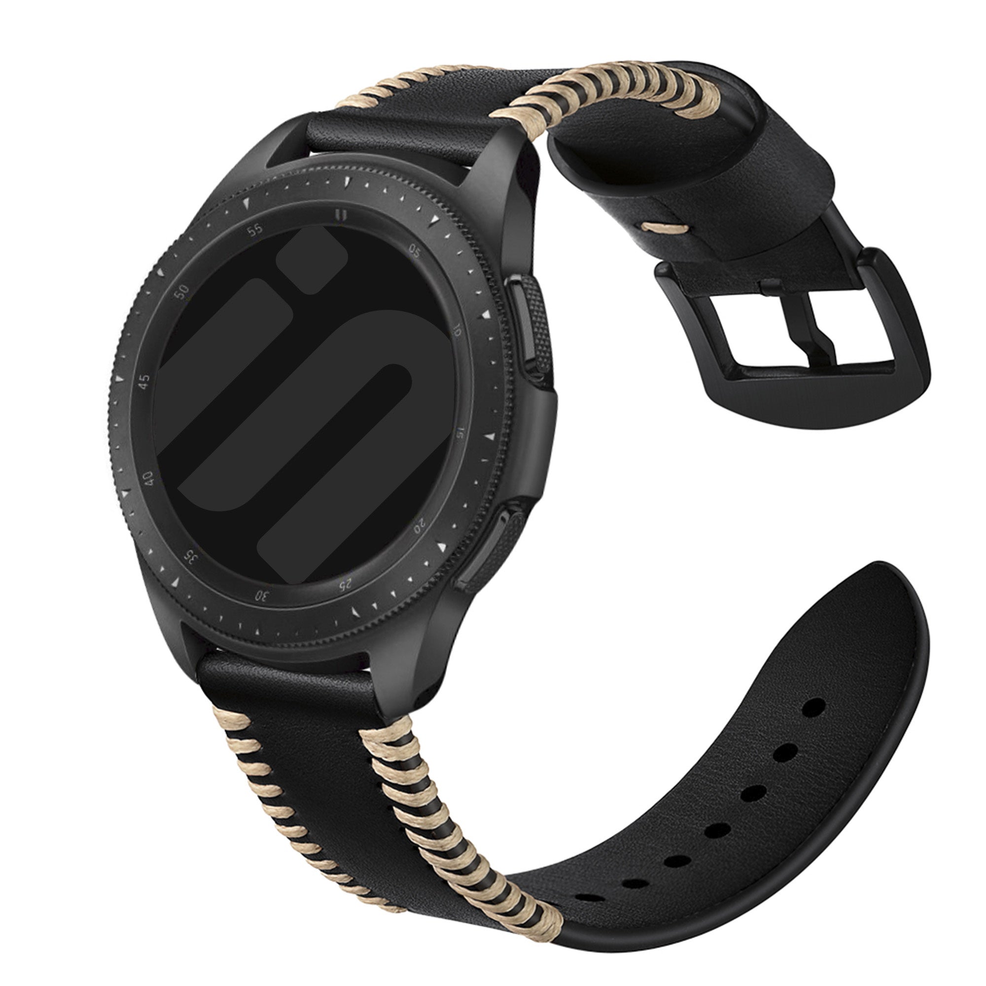 Amazfit Active 2 Stitched Leather Strap (Black)