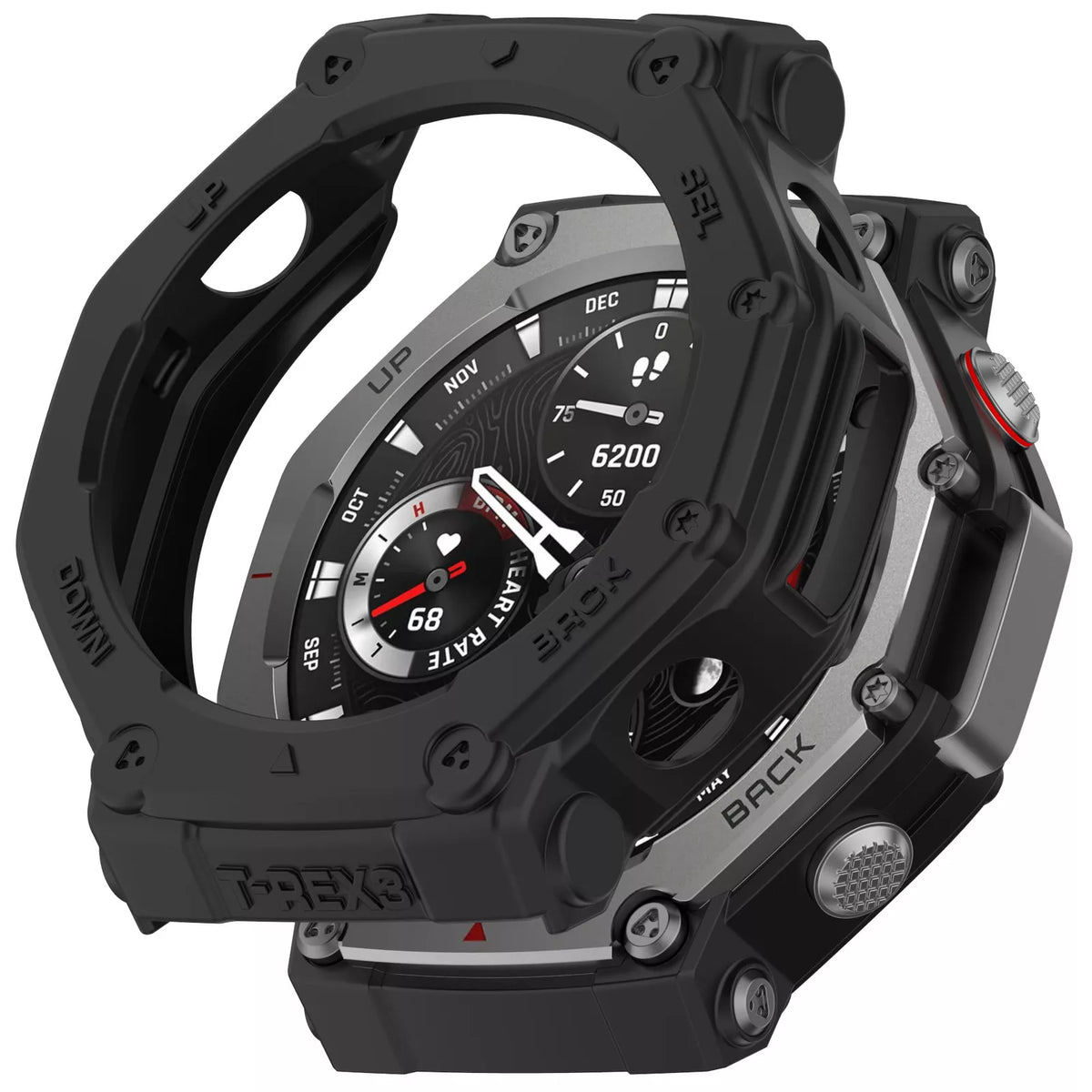 Cover Compatibile Con Amazfit T-Rex 2 - Protezione Semicircolare In TPU - Antigraffio E Antiurto - Nero