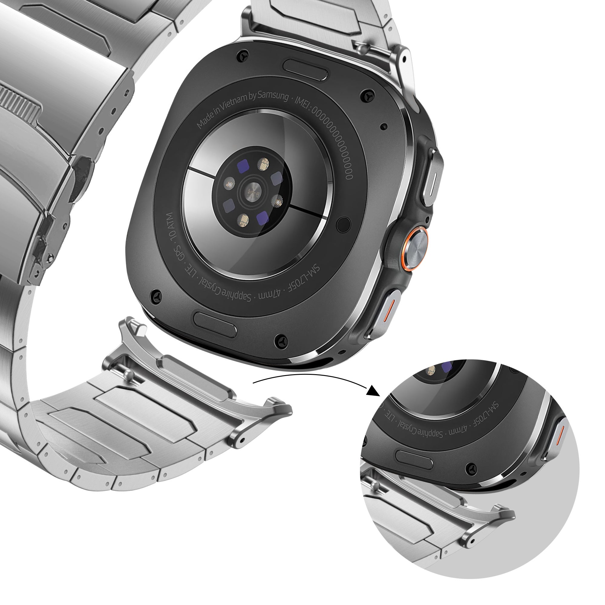 Bandz Samsung Galaxy Watch Ultra Titanium Strap 'Deluxe' (Silver)