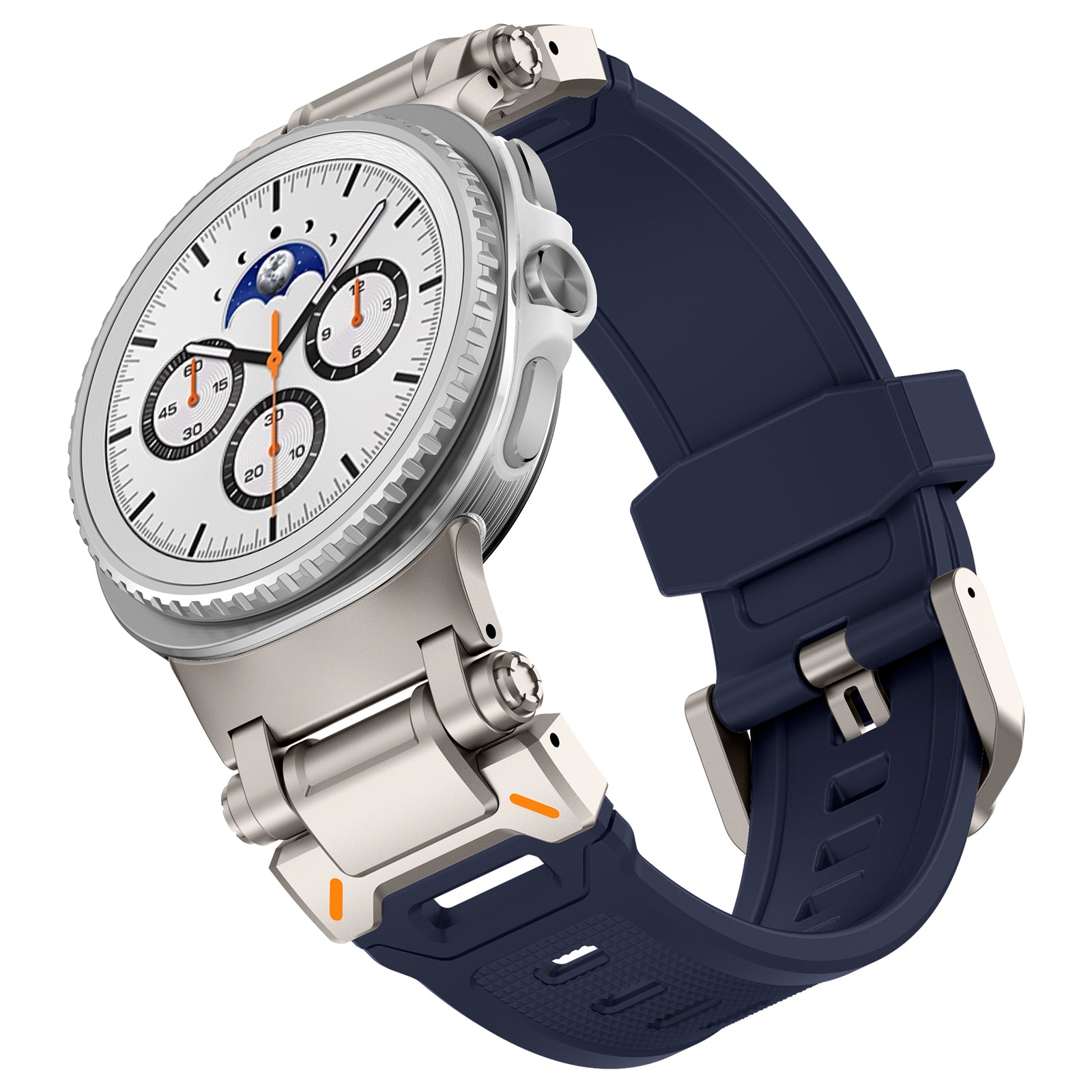 Samsung Galaxy Watch 8 Classic 'Explorer' Silicone Strap (Blue with Titanium)