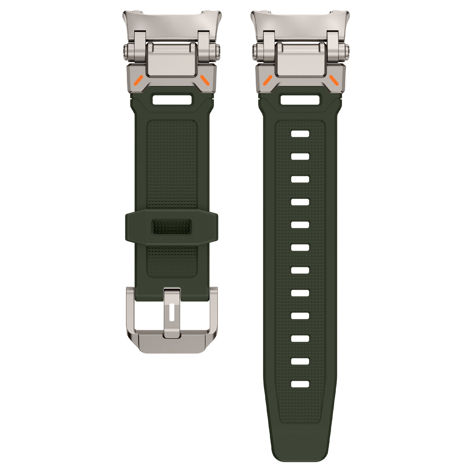 Samsung Galaxy Watch 8 - 44mm 'Explorer' Silicone Strap (Green with Titanium)