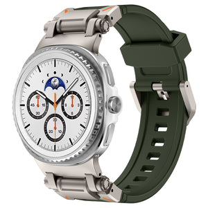Samsung Galaxy Watch 8 - 44mm 'Explorer' Silicone Strap (Green with Titanium)
