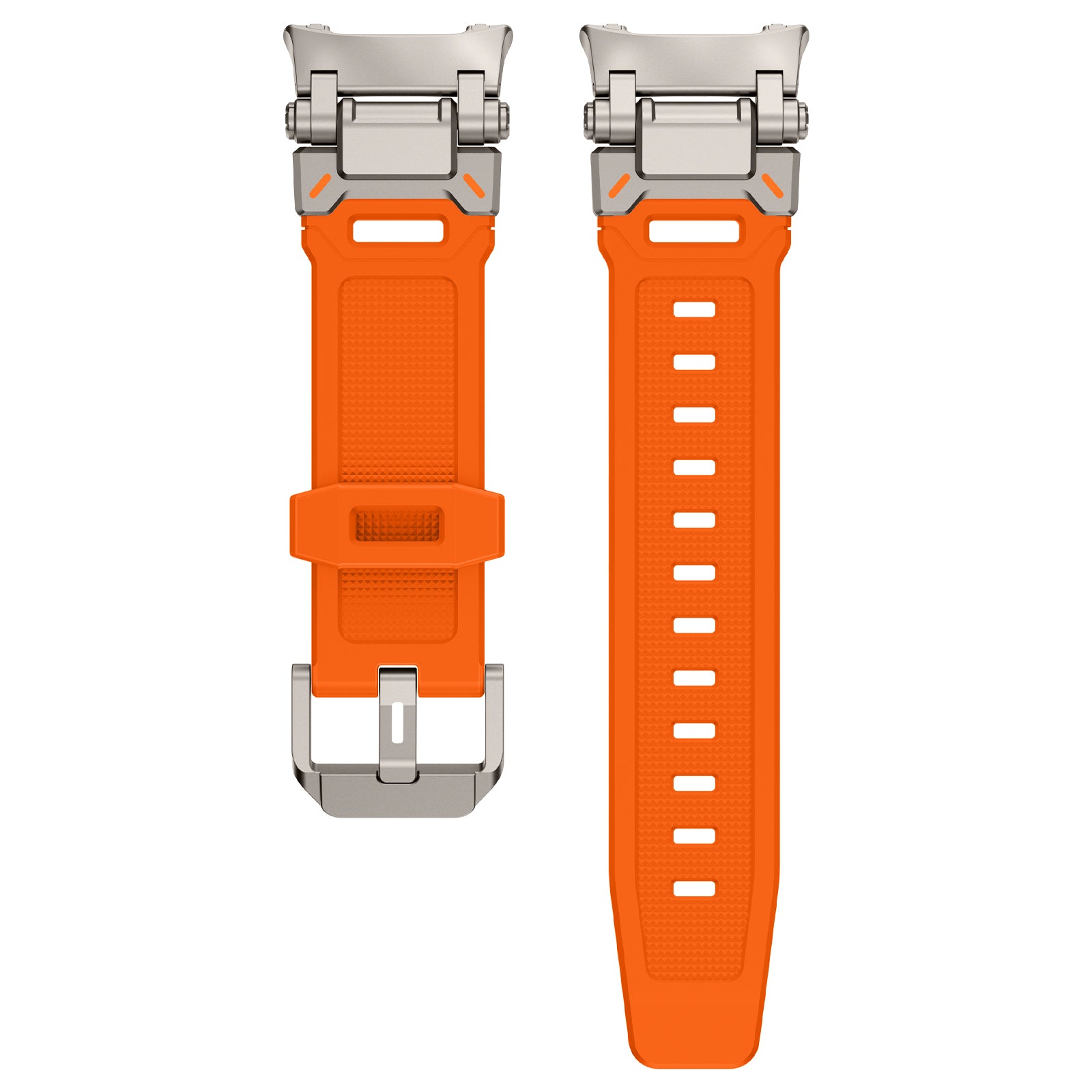 Samsung Galaxy Watch 8 - 44mm 'Explorer' Silicone Strap (Orange with Titanium)