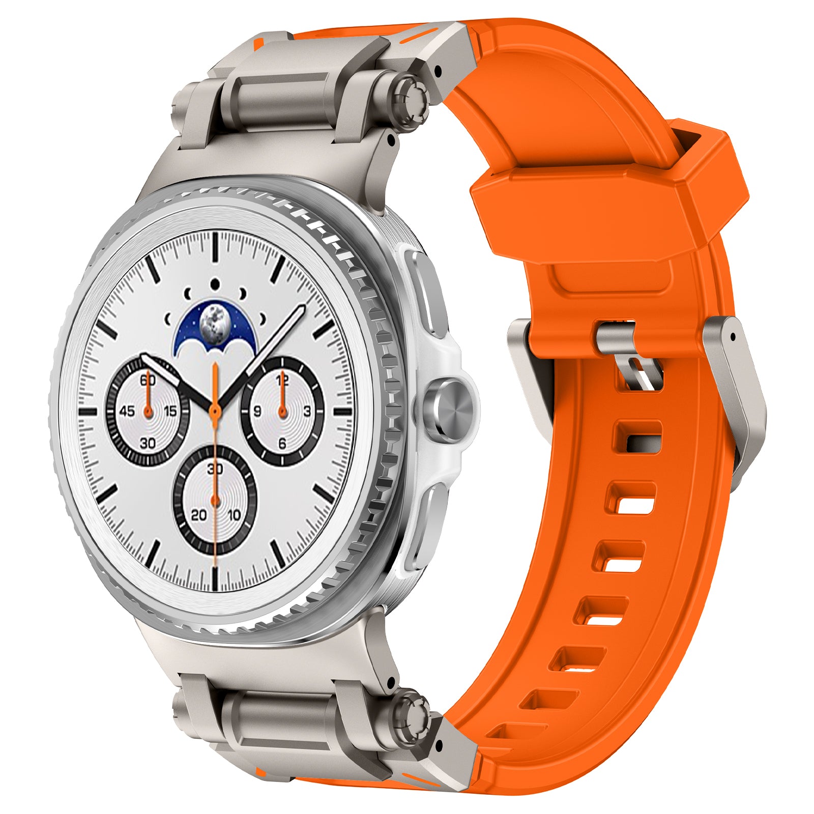 Samsung Galaxy Watch 8 Classic 'Explorer' Silicone Strap (Orange with Titanium)