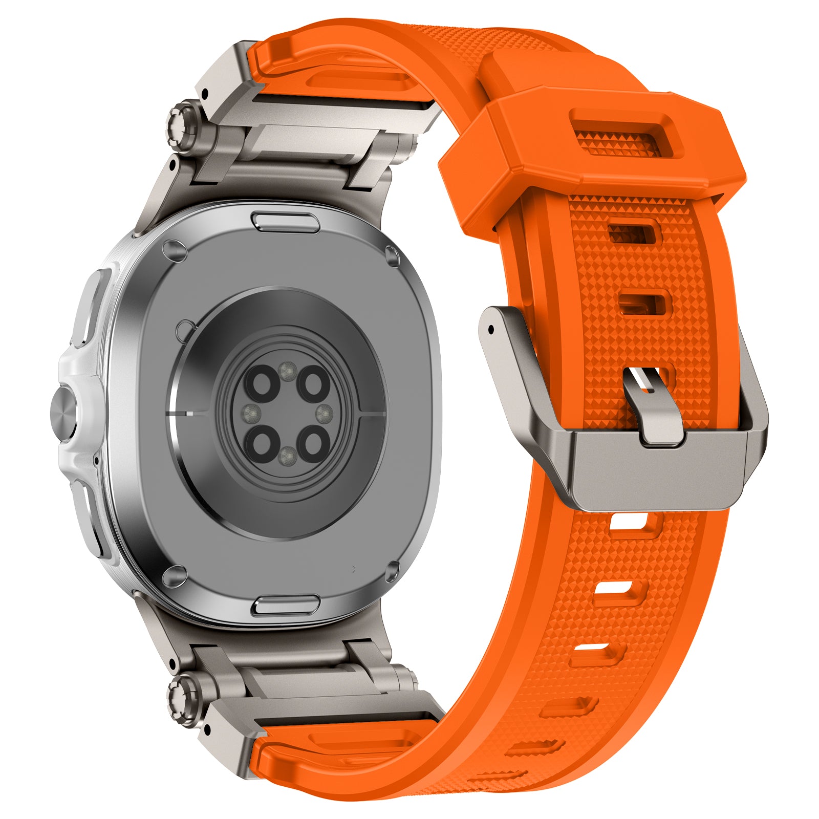 Samsung Galaxy Watch 8 - 44mm 'Explorer' Silicone Strap (Orange with Titanium)