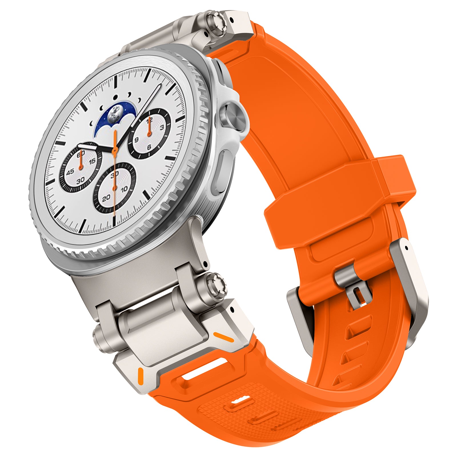 Samsung Galaxy Watch 8 - 44mm 'Explorer' Silicone Strap (Orange with Titanium)