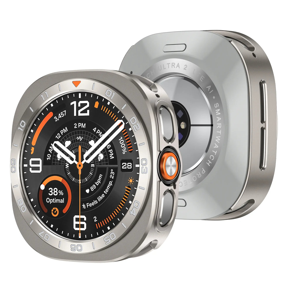 Samsung Galaxy Watch Ultra 2 Metal Case with Bezel (Titanium/Orange)