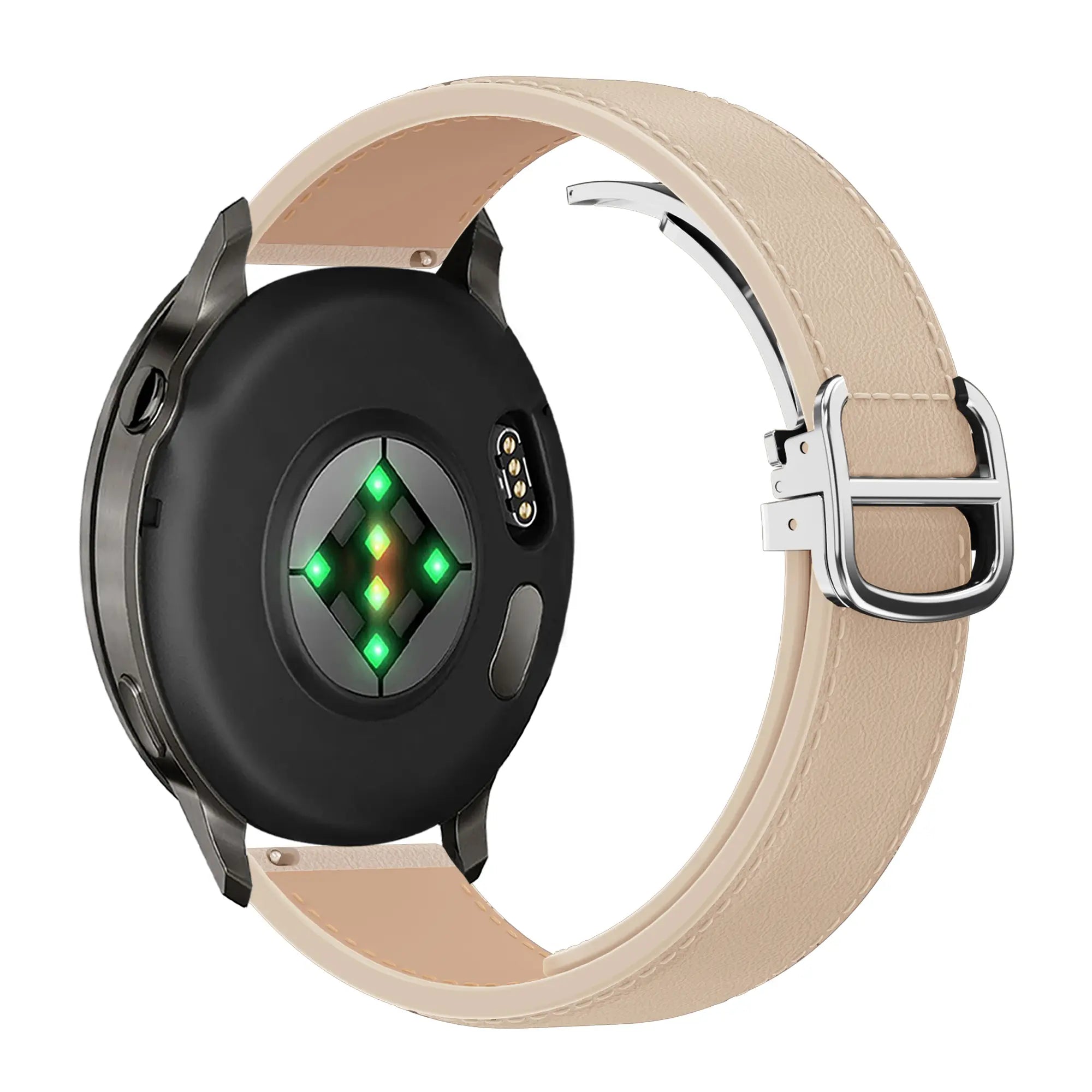Bandz Amazfit GTS 4 Leather Strap 'D-Type' (Beige)