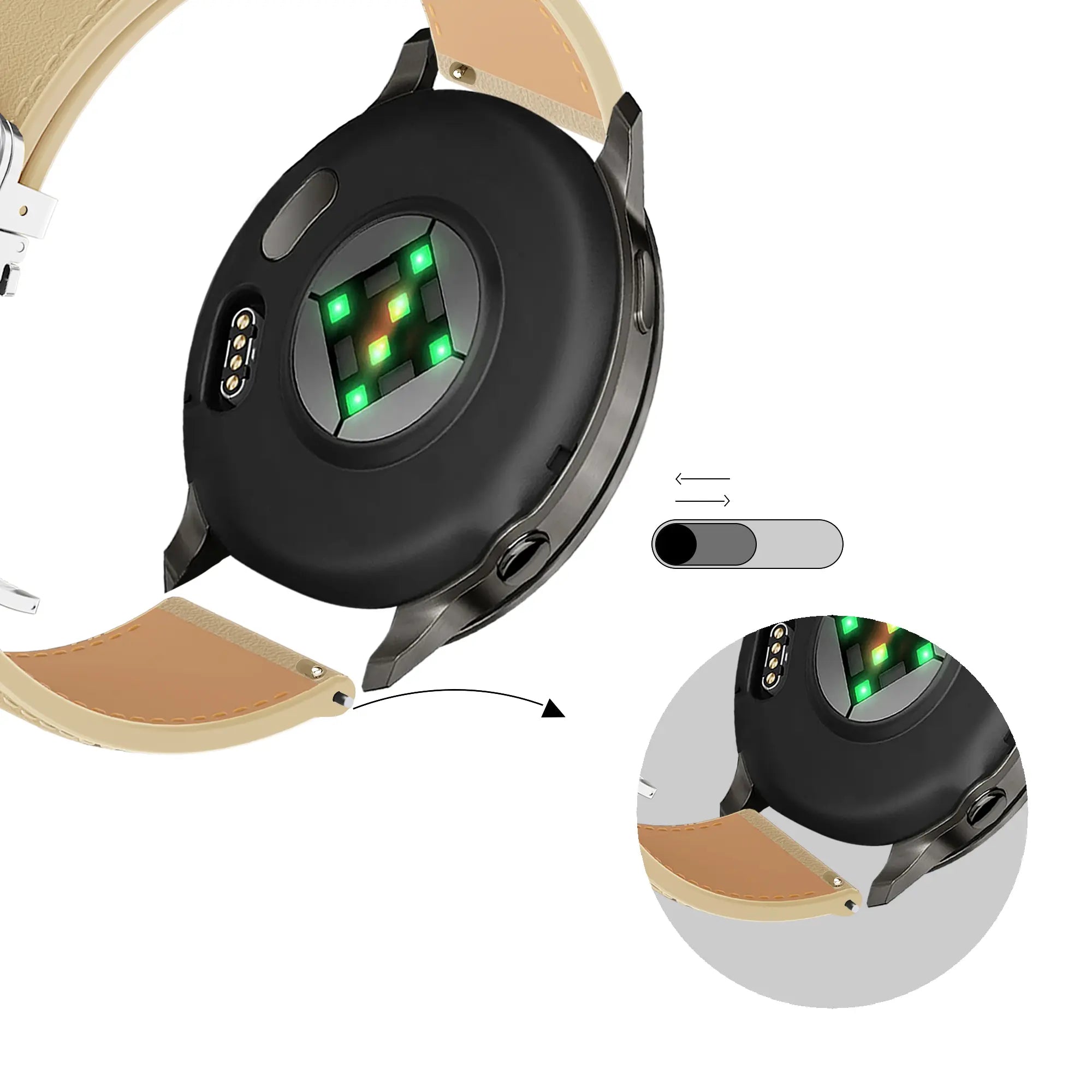 Bandz Amazfit Bip U Leather Strap 'D-Type' (Creme)