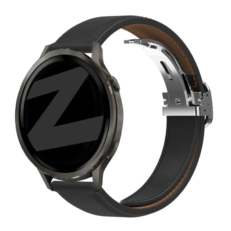 universal 20mm leather band d-type black