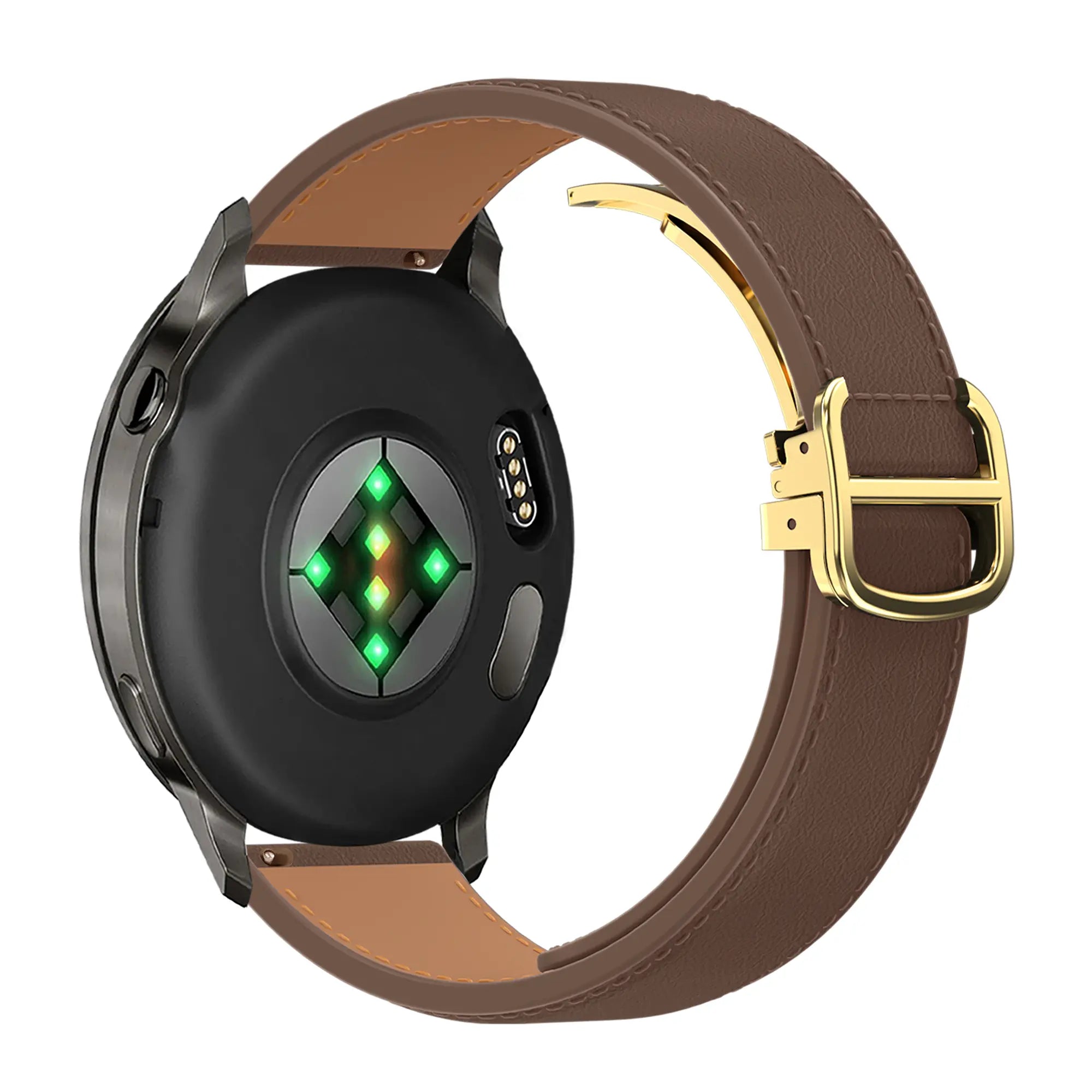 Bandz Amazfit GTS 4 Leather Strap 'D-Type' (Dark Brown)