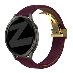 universal 20mm leather band d-type wine red