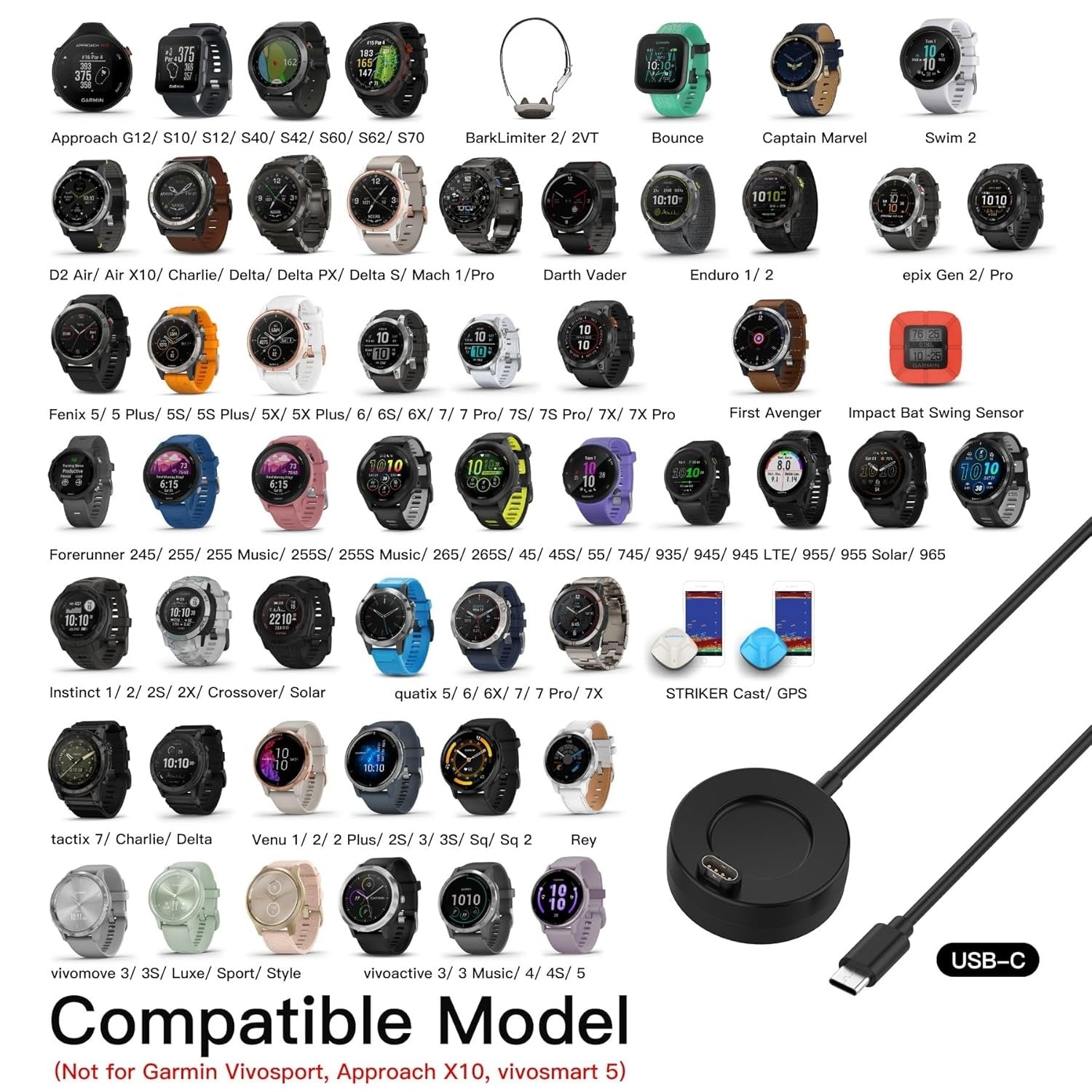 USB-C-Charger for Garmin-Smartwatches