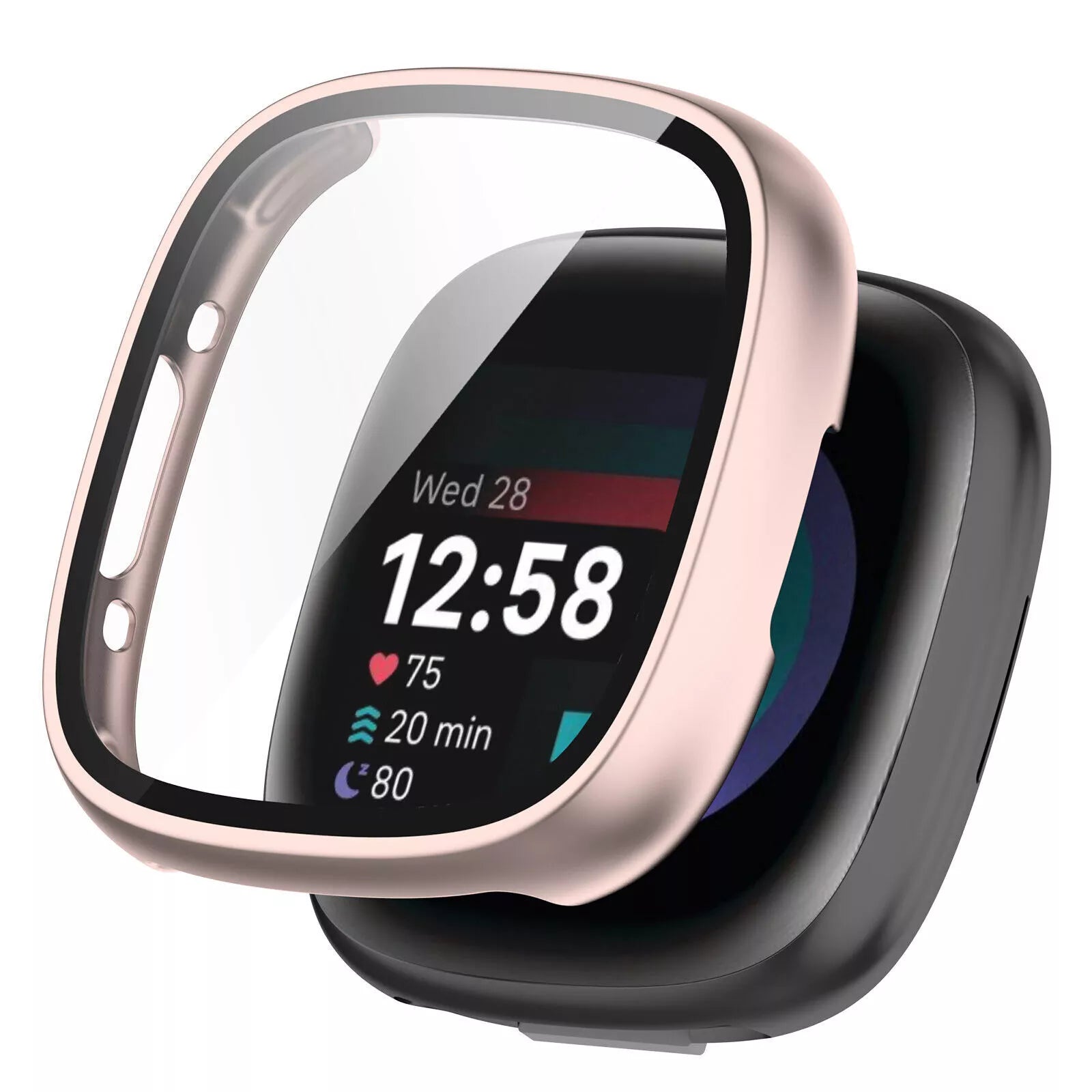 Fitbit Versa 4 / Sense 2 Hard Case with Glass (Rose Gold)