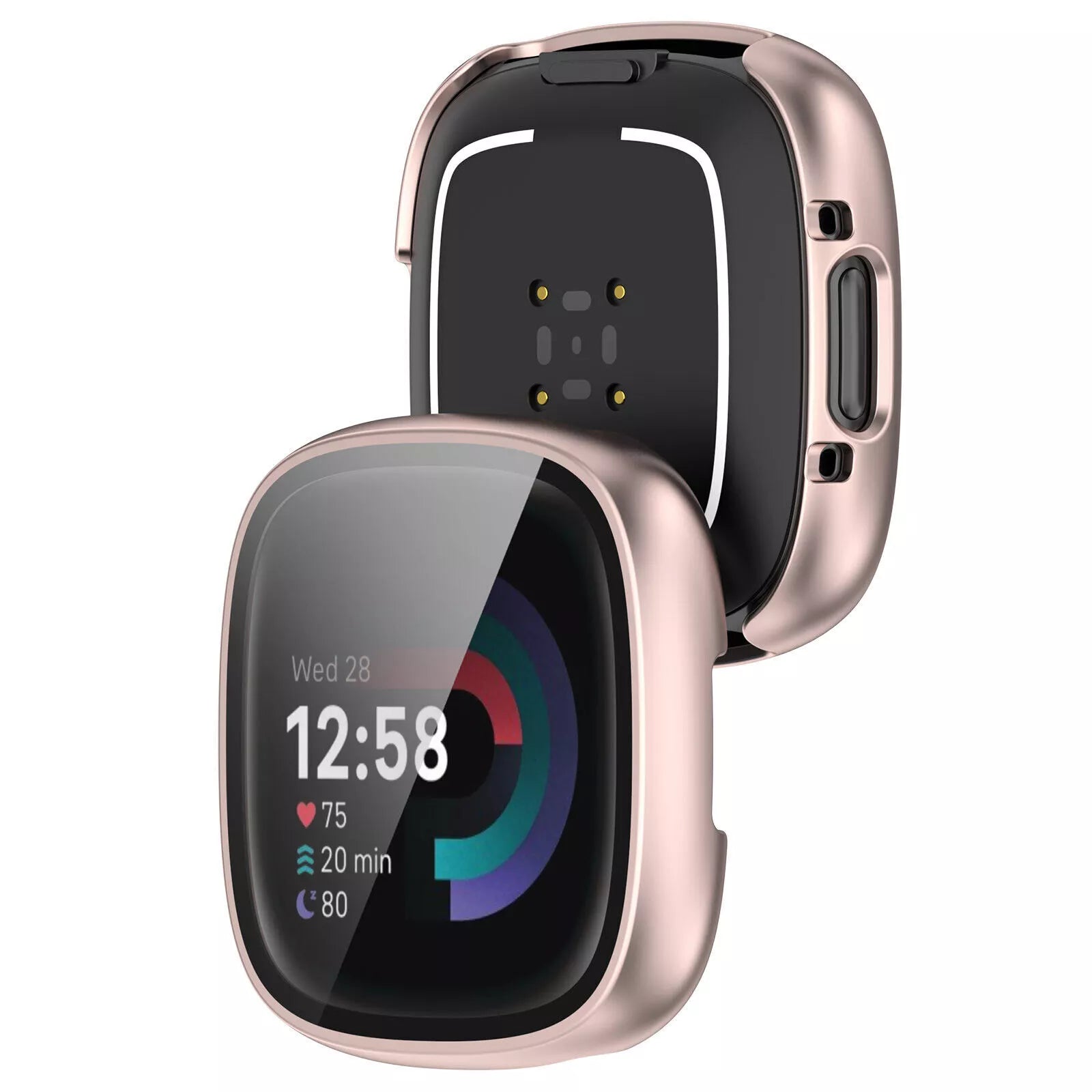 Fitbit Versa 4 / Sense 2 Hard Case with Glass (Rose Gold)