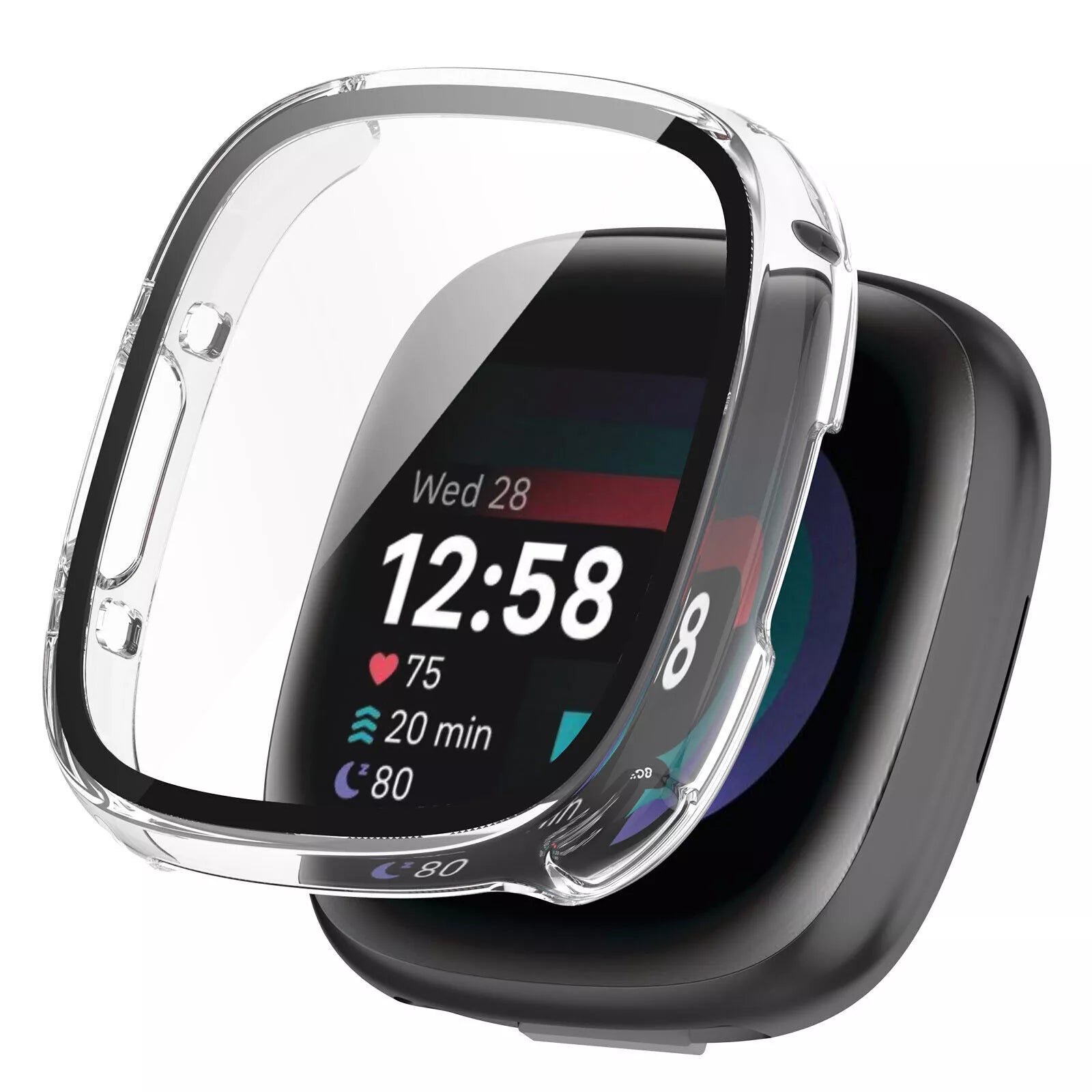 Fitbit Versa Sense Hard Case with Glass (Transparent)