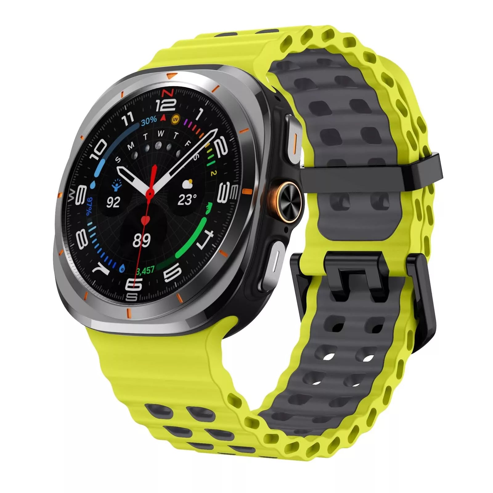 Samsung Galaxy Watch Ultra Wave Silicone Strap (Lime/Dark Gray)