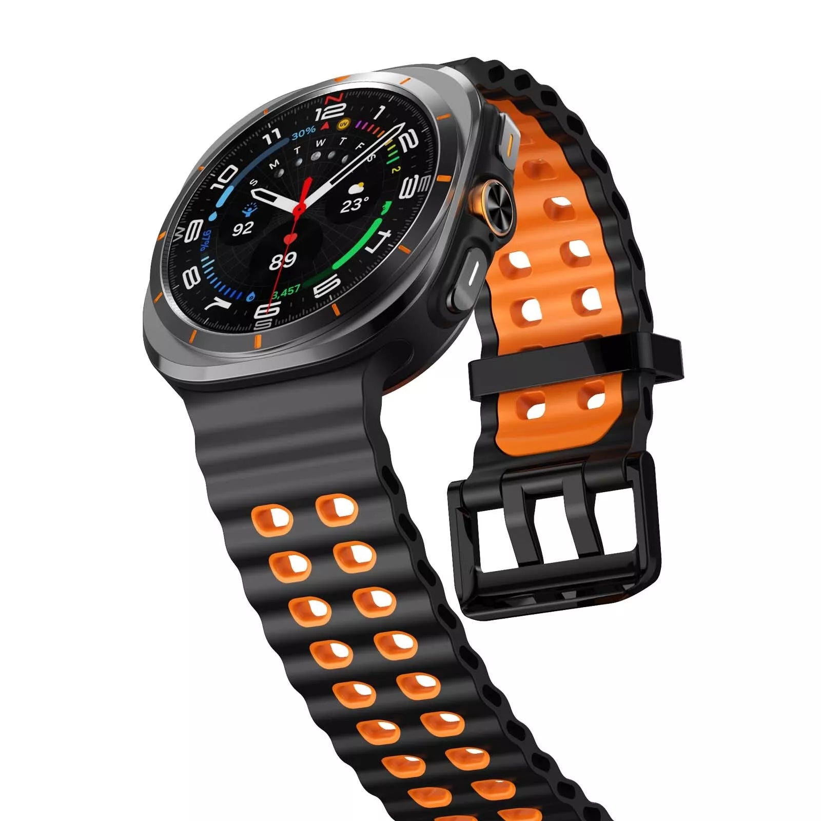 Samsung Galaxy Watch Ultra Wave Silicone Strap (Black/Orange)