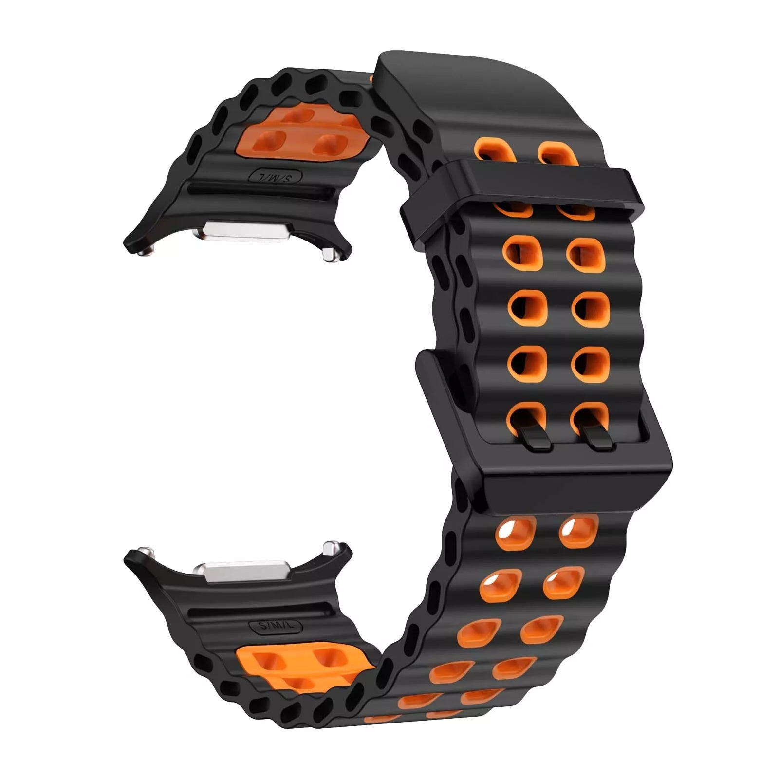 Samsung Galaxy Watch Ultra Wave Silicone Strap (Black/Orange)