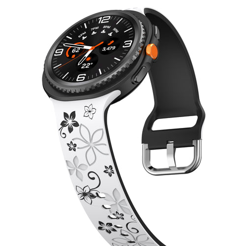 Samsung Galaxy Watch 8 - 40mm Flower Silicone Strap (White/Black)