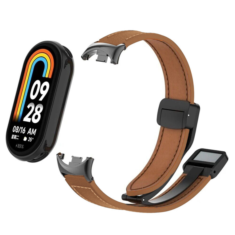 xiaomi mi band 8 leather d buckle brown 3