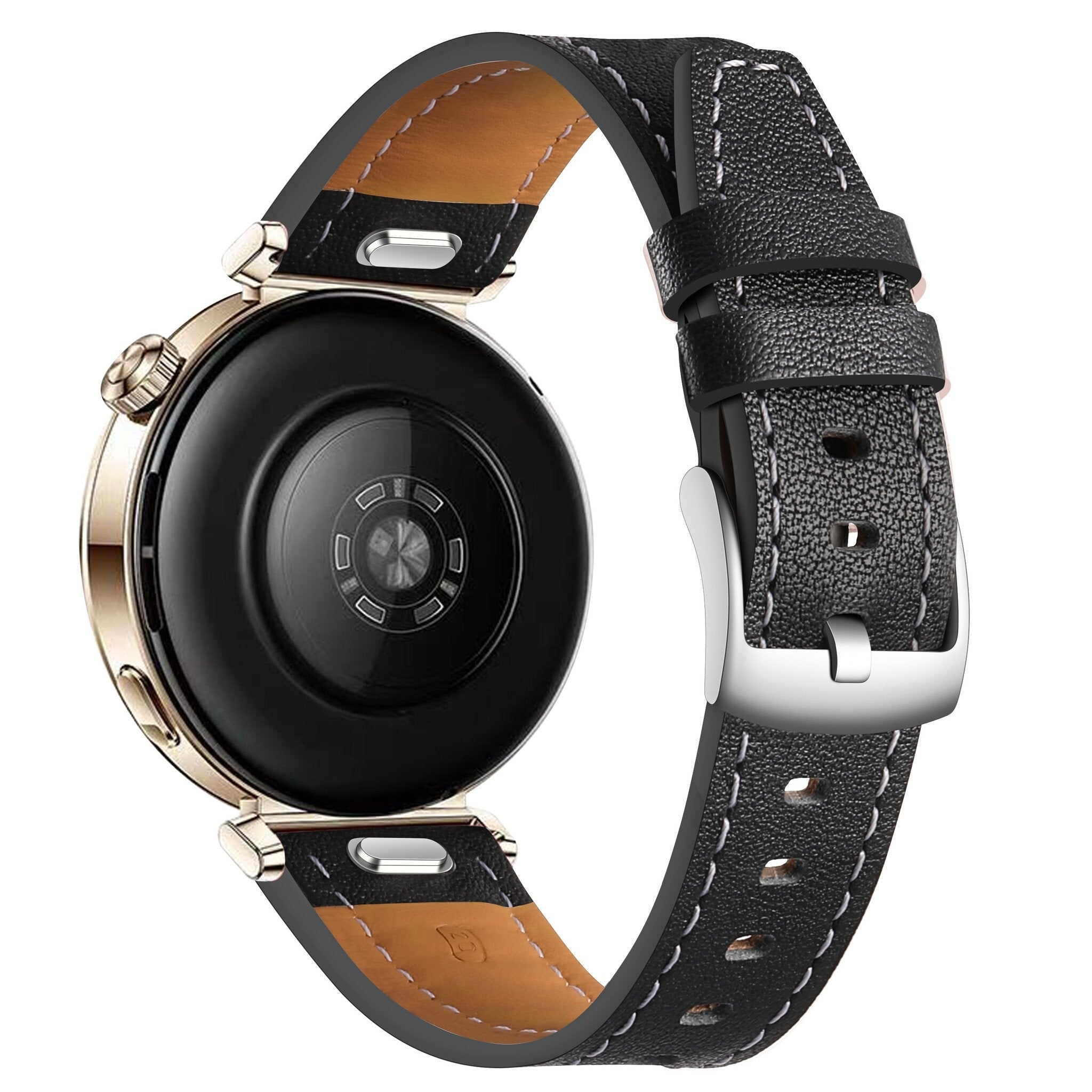 Huawei Watch 5 - 42mm 'One Push' Leather Strap (Black)