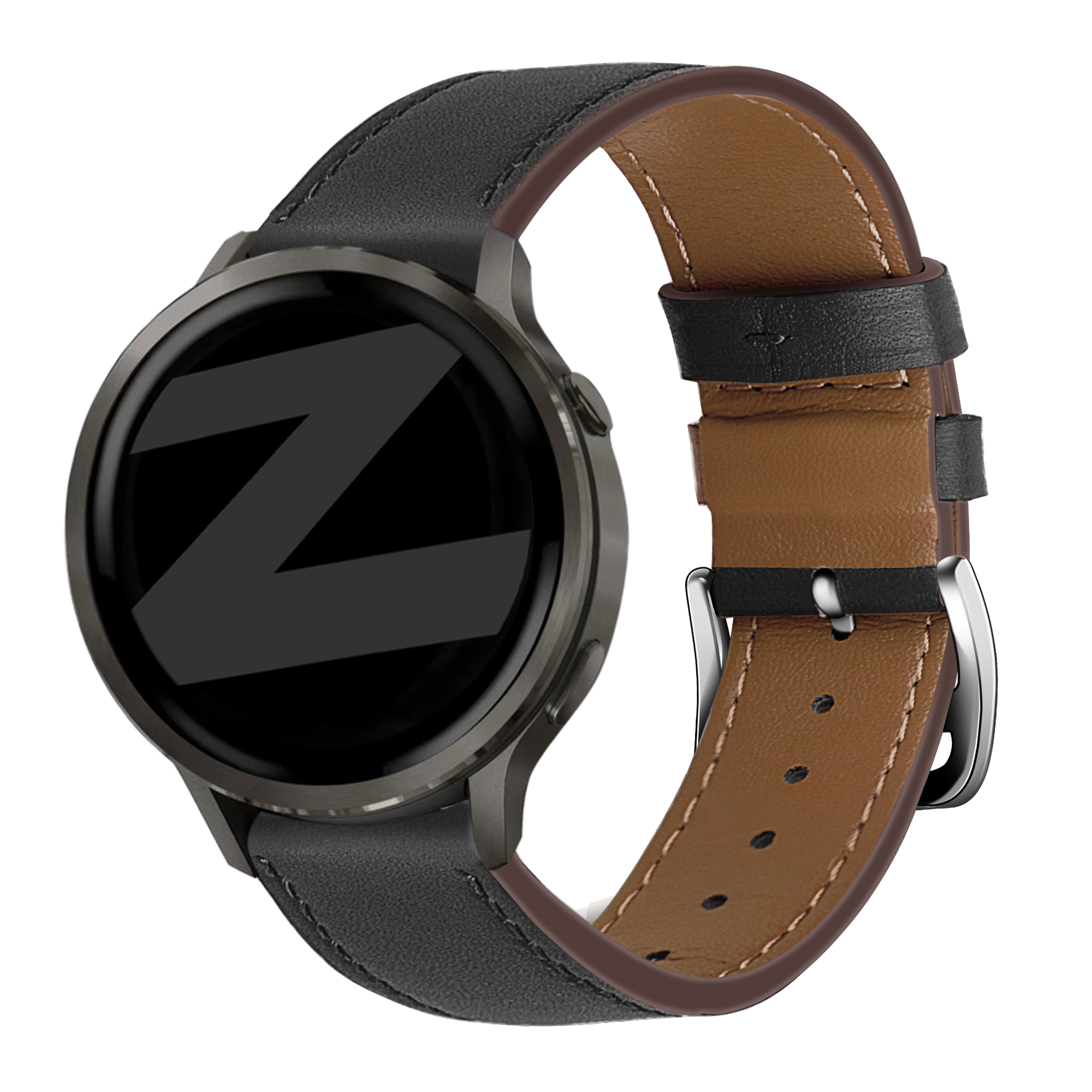 Bandz Garmin Vivomove 3s Leather Strap 'Deluxe' (Black)
