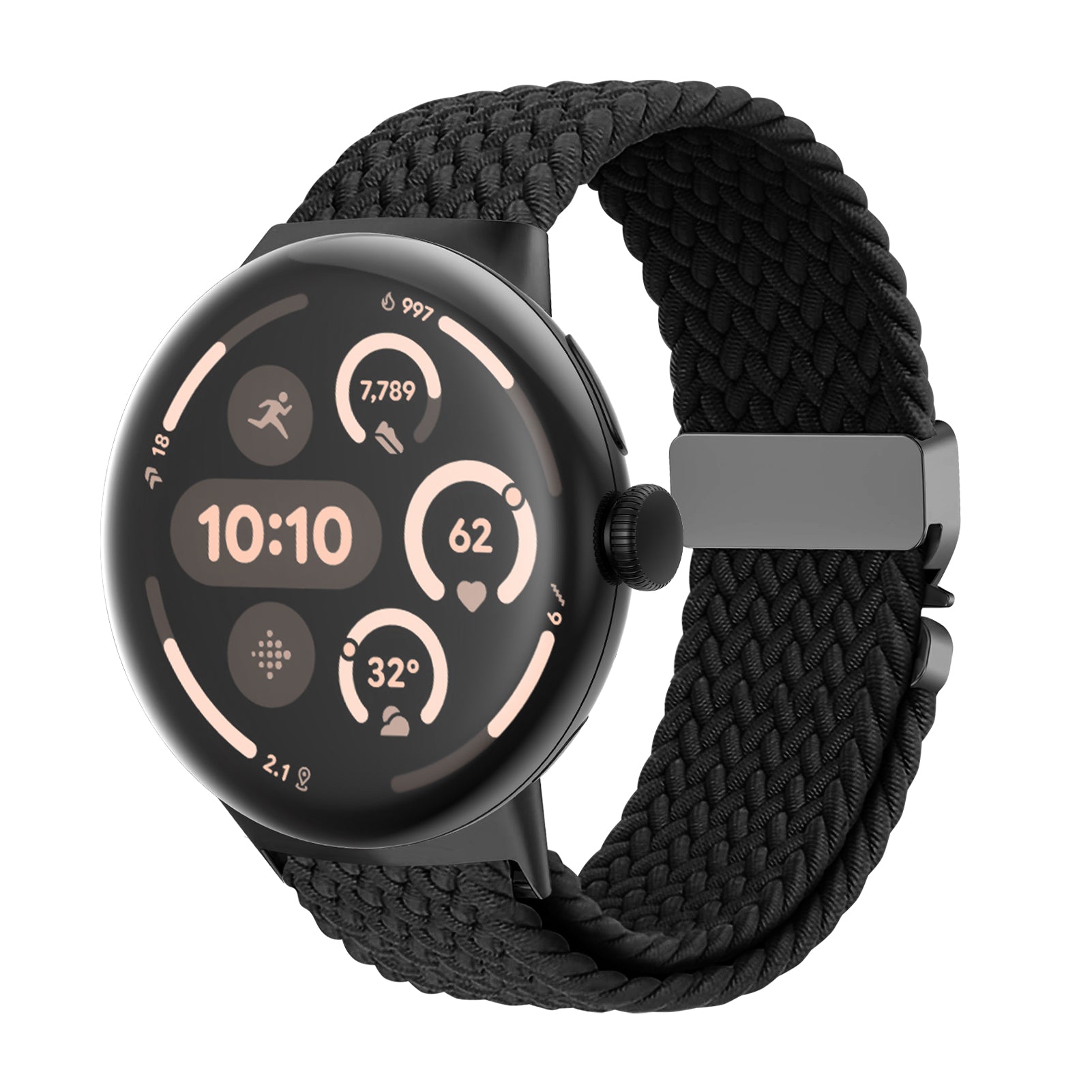 Google Pixel Watch 4 - 45mm Braided Strap with P-Buckle (Black)