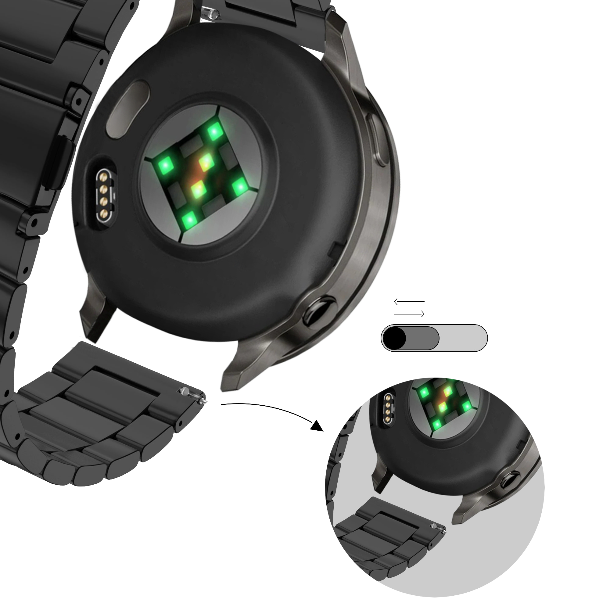 Bandz Garmin Vivomove 3s Steel Strap 'Classic' (Black)