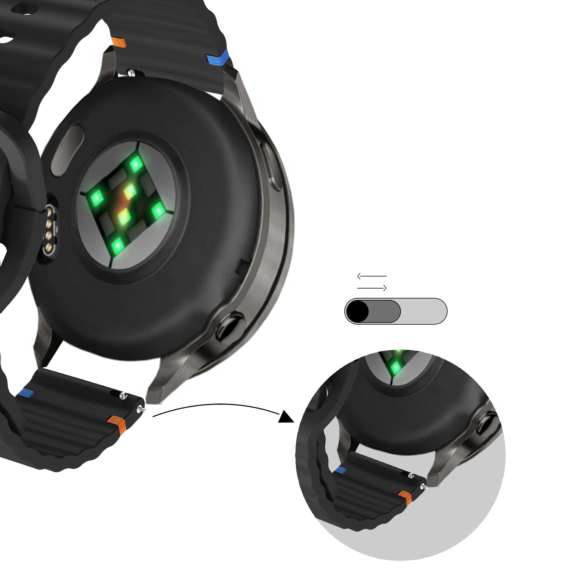 Bandz Garmin Forerunner 645 Silicone Strap 'Wave' (Black)