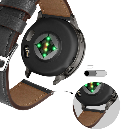 Bandz Garmin Forerunner 265 Leather Strap 'Deluxe' (Black)