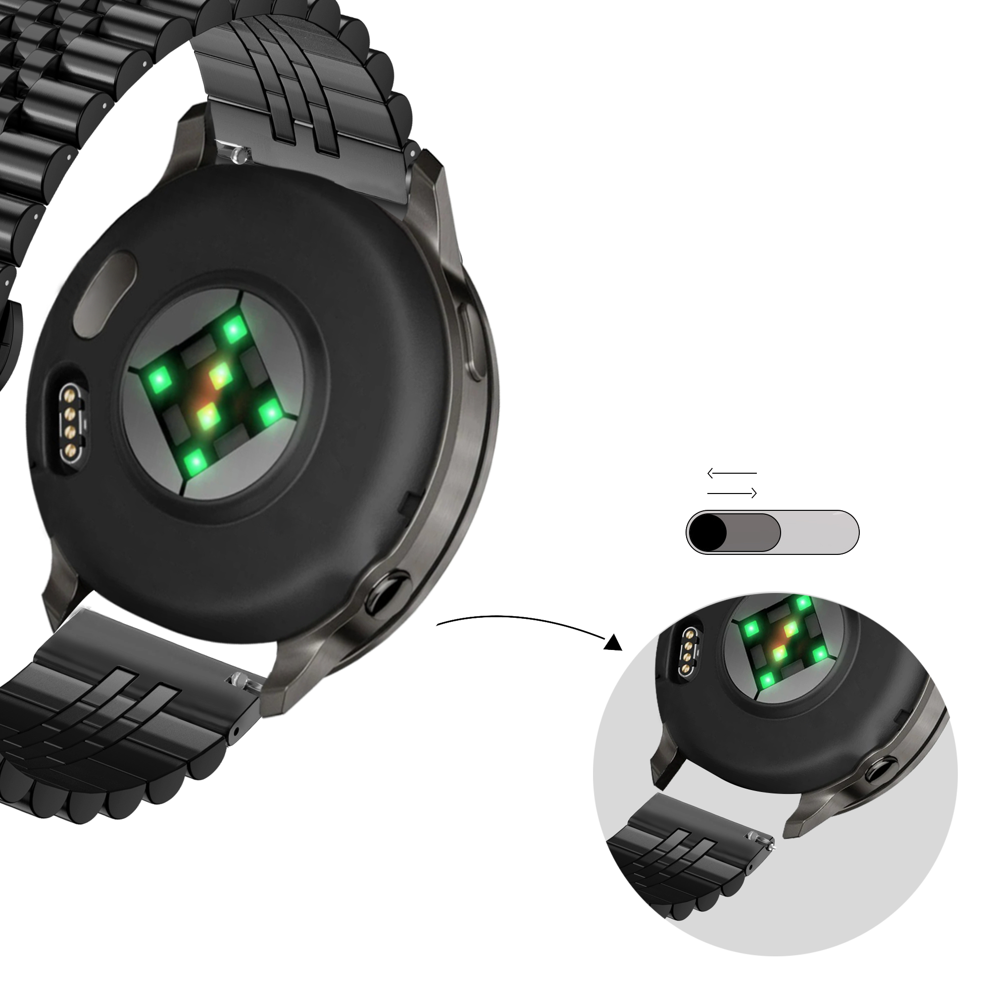 Bandz Garmin Venu SQ 2 Steel Strap 'Jubilee' (Black)